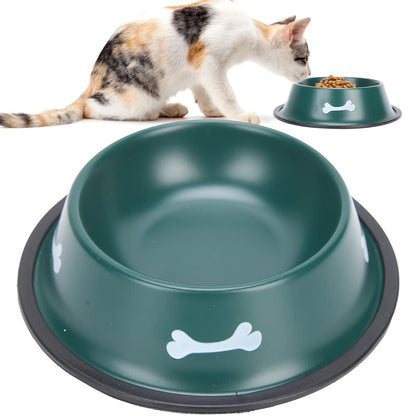 وعاء طعام للقطط والكلاب مع صورة عظمة يوجد اللوان مختلفة