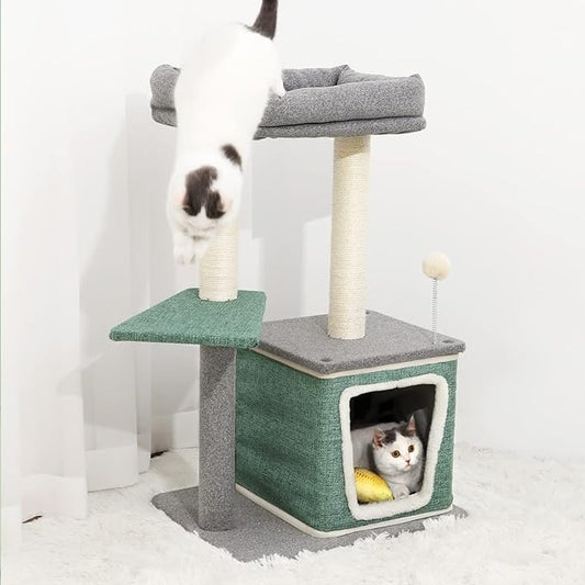 اثاث منزل شجرة للقطط بتصميم  كبير لتسلق القطط، (رمادي)